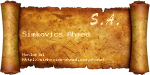 Simkovics Ahmed névjegykártya